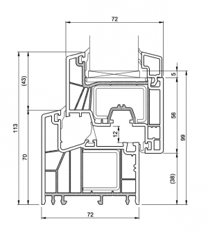 rysunek techniczny proEvolution 72 MD rama + skrzydło 721001-720004
